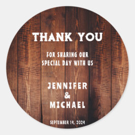 Rustikales Stallholz Land Hochzeit Danke Runder Aufkleber