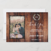 Rustikales Stallholz Land Vintages Foto Hochzeit Dankeskarte (Vorderseite)