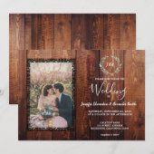 Rustikales Stallholz Land Vintages Foto Hochzeit Einladung (Vorne/Hinten)