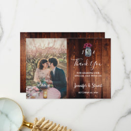 Rustikales Stallholz-Maurer-Glas-Monogramm Foto Ho Dankeskarte