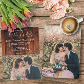 Rustikales Stallholz mit Monogramm Foto Hochzeit Einladung