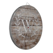Rustikales Stallholz Mit Monogramm und benannt Dartscheibe (Vorderseite Links)