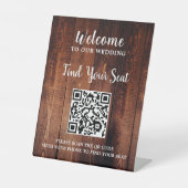Rustikales Stallholz QR Code Hochzeitssitze Sockelschild (Vorderseite)