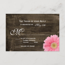 Rustikales Stallholz Rosa Daisy Wedding RSVP Cards