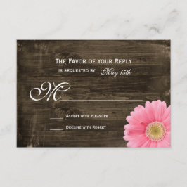 Rustikales Stallholz Rosa Daisy Wedding RSVP Cards