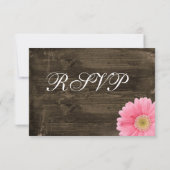 Rustikales Stallholz Rosa Daisy Wedding RSVP Cards Karte (Rückseite)