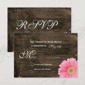 Rustikales Stallholz Rosa Daisy Wedding RSVP Cards Karte (Vorne/Hinten)