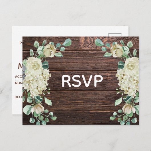 Rustikales Stallholz Rose Blumenzange RSVP Einladungspostkarte (Vorne/Hinten)