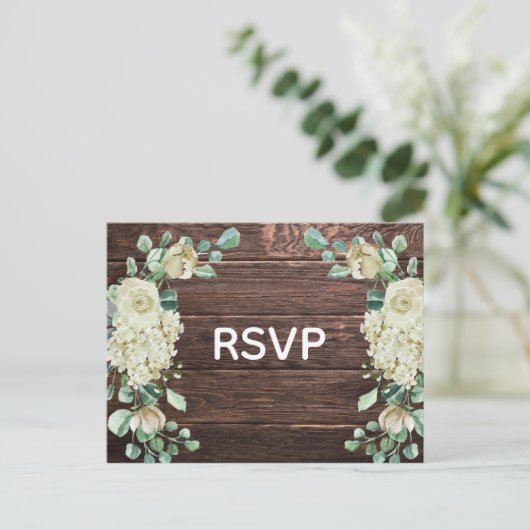 Rustikales Stallholz Rose Blumenzange RSVP Einladungspostkarte (Stehend Vorderseite)