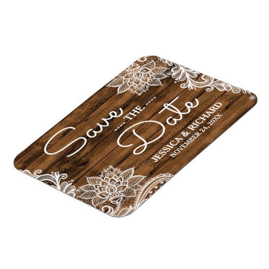 Rustikales Stallholz | SAVE THE DATE Magnet (Linke Seite)