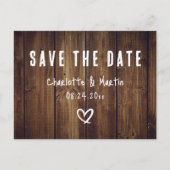 Rustikales Stallholz Save the Date Postkarte (Vorderseite)