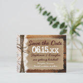 Rustikales Stallholz Save the Date Postkarten (Stehend Vorderseite)