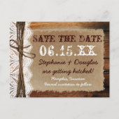 Rustikales Stallholz Save the Date Postkarten (Vorderseite)