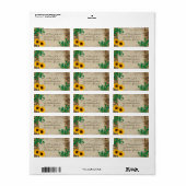 Rustikales Stallholz Sonnenblumen Adressaufkleber (Vorne)