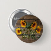 Rustikales Stallholz Sonnenblumen Button (Vorne & Hinten)