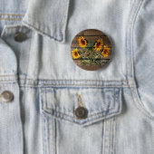 Rustikales Stallholz Sonnenblumen Button (Beispiel)