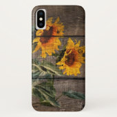 Rustikales Stallholz Sonnenblumen Case-Mate iPhone Hülle (Rückseite)
