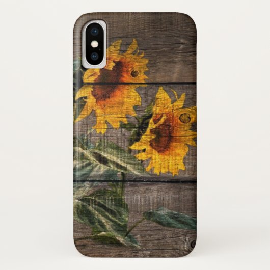 Rustikales Stallholz Sonnenblumen Case-Mate iPhone Hülle (Rückseite)