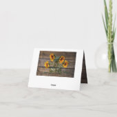 Rustikales Stallholz Sonnenblumen Dankeskarte (Rückseite)