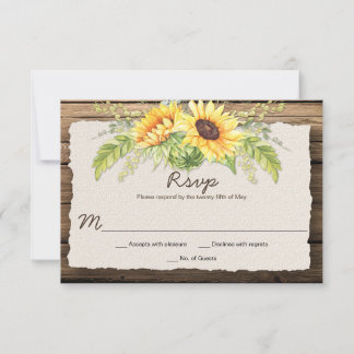 Rustikales Stallholz Sonnenblumen Deckenrand RSVP Karte