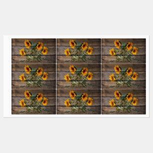 Rustikales Stallholz Sonnenblumen Etiketten