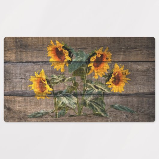 Rustikales Stallholz Sonnenblumen Etiketten (Design 1)
