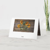 Rustikales Stallholz Sonnenblumen Feiertagskarte (Rückseite)