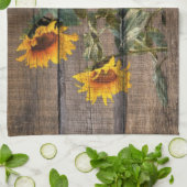 Rustikales Stallholz Sonnenblumen Geschirrtuch (Gefaltet)