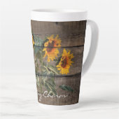 Rustikales Stallholz Sonnenblumen Milchtasse (Rechte Ecke)
