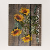 Rustikales Stallholz Sonnenblumen Puzzle (Vertikal)