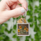 Rustikales Stallholz Sonnenblumen Schlüsselanhänger (Hand)