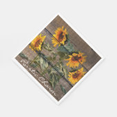 Rustikales Stallholz Sonnenblumen Serviette (Ecke)
