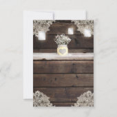Rustikales Stallholz, Spitzen und Mason Jars Tisch Einladung (Rückseite)