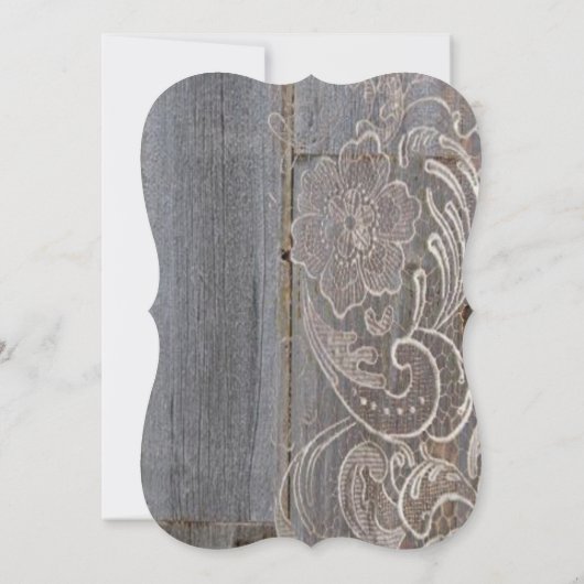 Rustikales Stallholz Spitzenplatz Western Hochzeit Einladung (Rückseite)