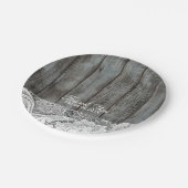 Rustikales Stallholz Spitzenplatz Western Hochzeit Pappteller (Schrägansicht)