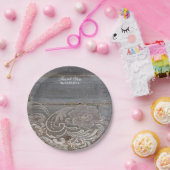 Rustikales Stallholz Spitzenplatz Western Hochzeit Pappteller (Party)