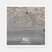 Rustikales Stallholz Spitzenplatz Western Hochzeit Serviette (Vorderseite)