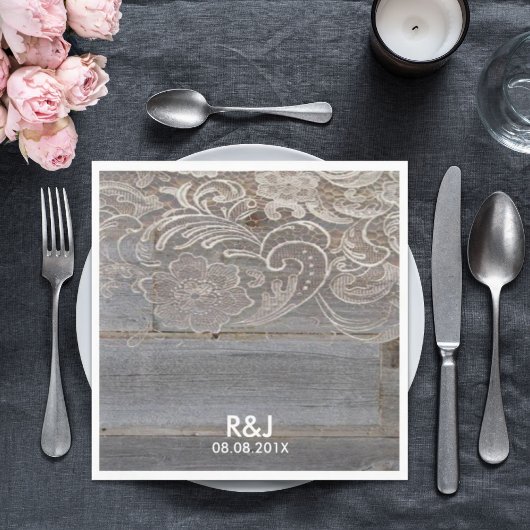 Rustikales Stallholz Spitzenplatz Western Hochzeit Serviette