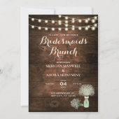 Rustikales Stallholz-String Lights Bridesmaier Bru Einladung (Vorderseite)