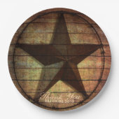 rustikales Stallholz Texas Star Western Gastgesche Pappteller (Vorderseite)