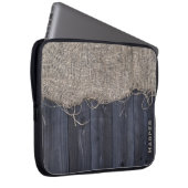 Rustikales Stallholz und Burlap-Muster mit Namen Laptopschutzhülle (Vorne Rechts)