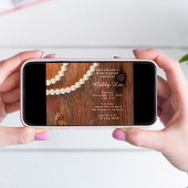 Rustikales Stallholz und Perlen Kinderdusche Einladung