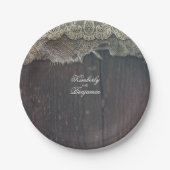 Rustikales Stallholz und Shabby Burlap Lace Old Pappteller (Vorderseite)