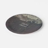 Rustikales Stallholz und Shabby Burlap Lace Old Pappteller (Schrägansicht)