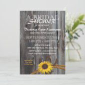 Rustikales Stallholz und Sonnenblumen-Brautparty Einladung (Stehend Vorderseite)