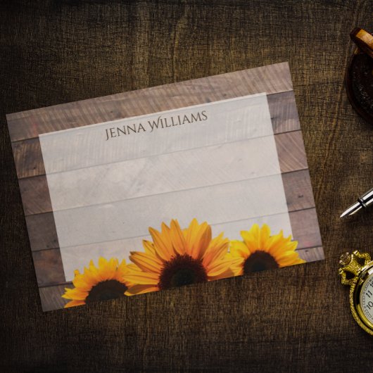 Rustikales Stallholz und Sonnenblumen Personalisie Post-it Klebezettel