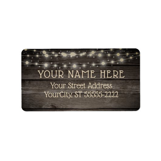 Rustikales Stallholz und Streichlichter Adressaufkleber (Vorne)