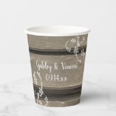 Rustikales Stallholz Weiße Blume Hochzeit Land Pappbecher (Vorderseite)