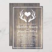 Rustikales Stallholz & Weiße Hirsche Hochzeit Einladung (Vorne/Hinten)