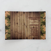 Rustikales Stallholz Western Camouflage Hochzeit Einladung (Innenseite)